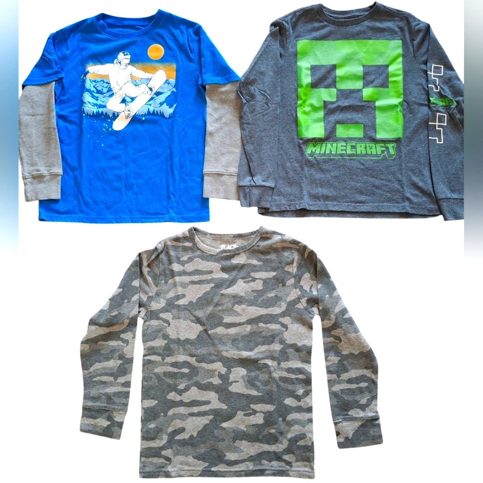 Lot Of 3 Boys Long Sleeve Tee Shirts Size M